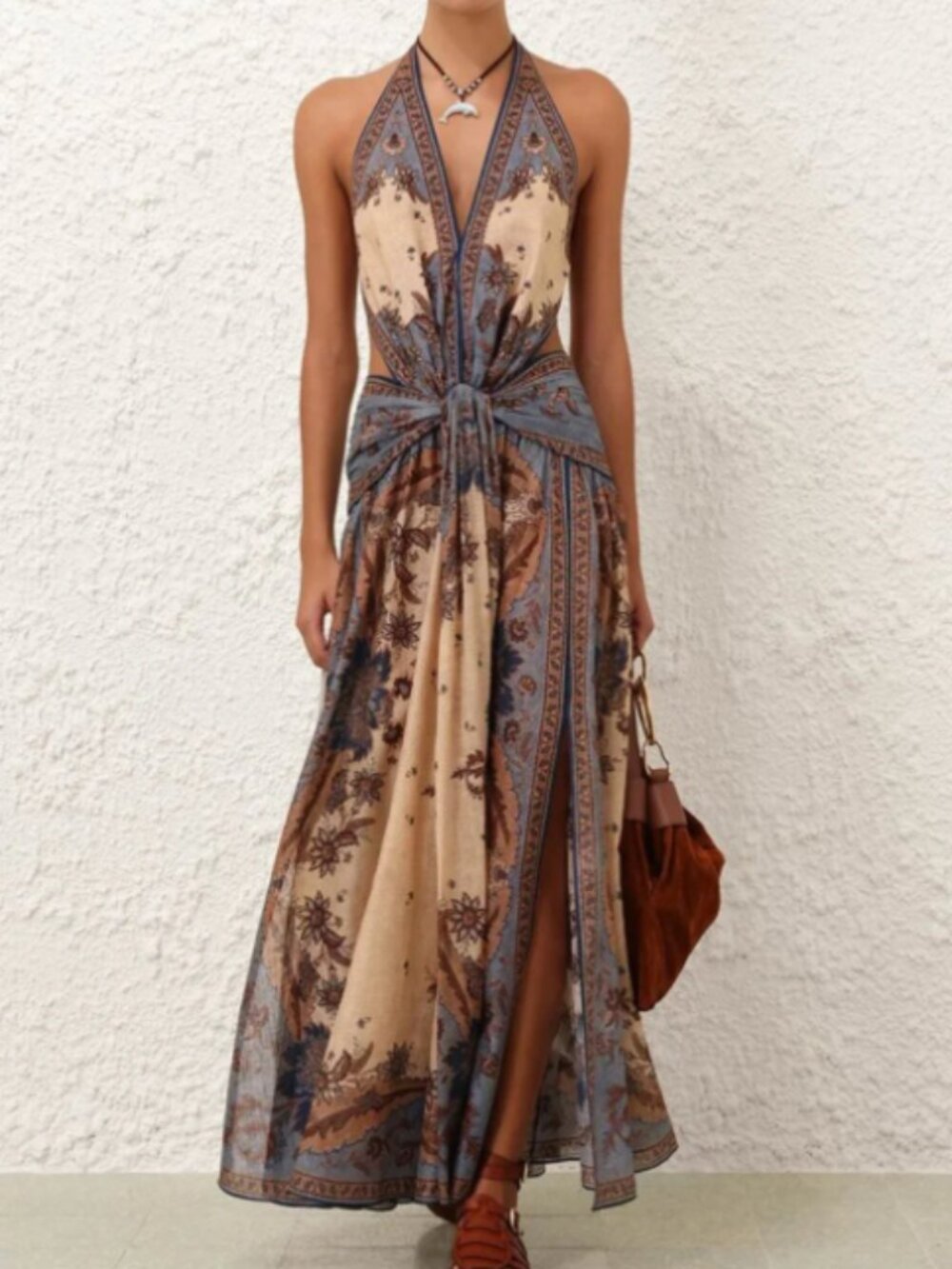 Zimmermann Women’s Ascension Plunge Halter printed cotton maxi dress - Picture 1 of 12